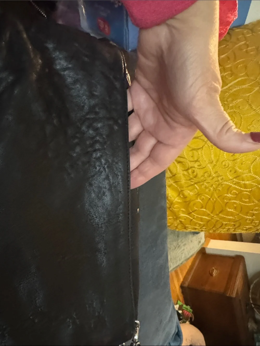 Stella & Dot Black Leather Chain Strap Crossbody Bag